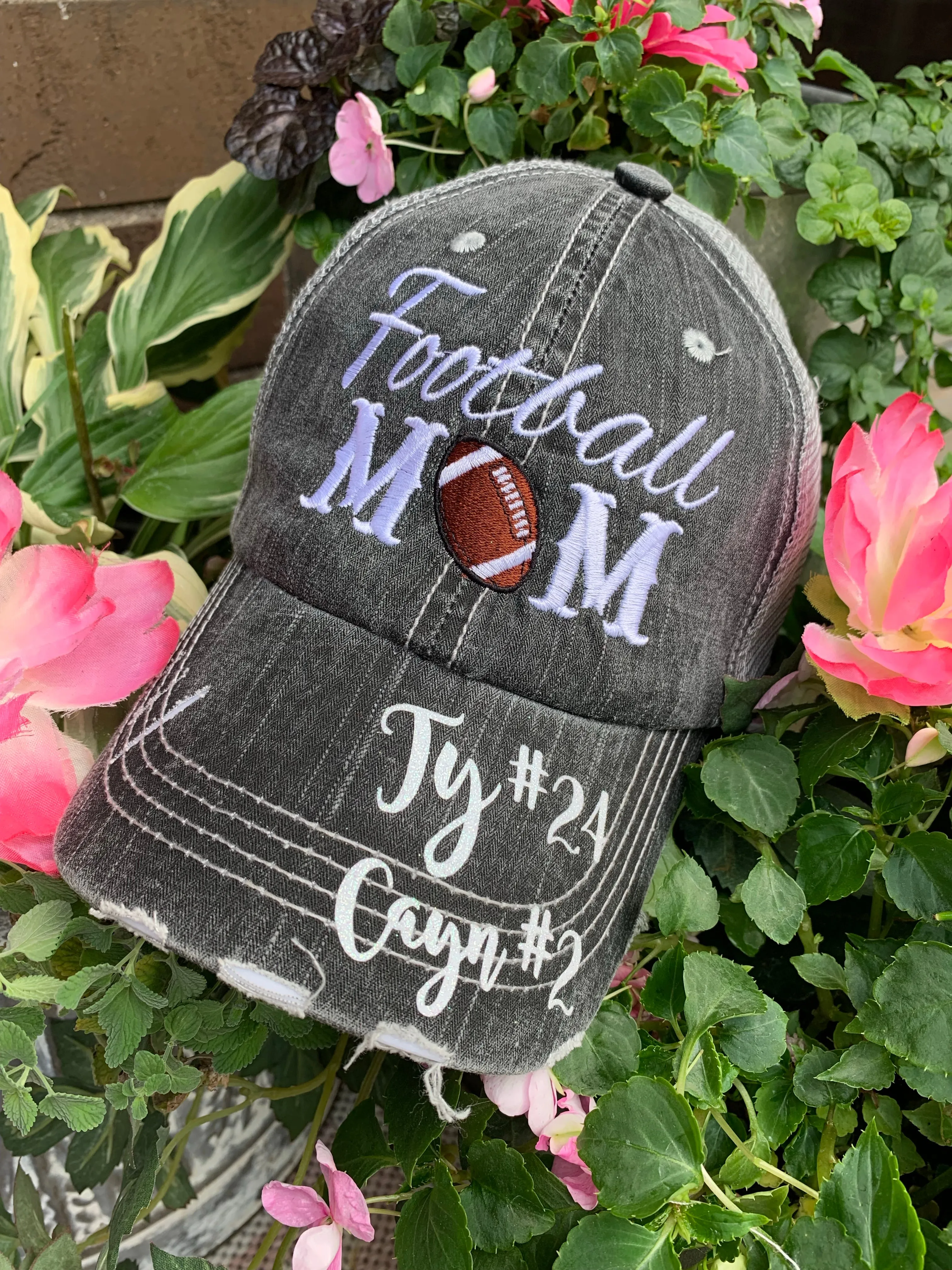 Personalized football hats Football mom Embroidered womens trucker caps