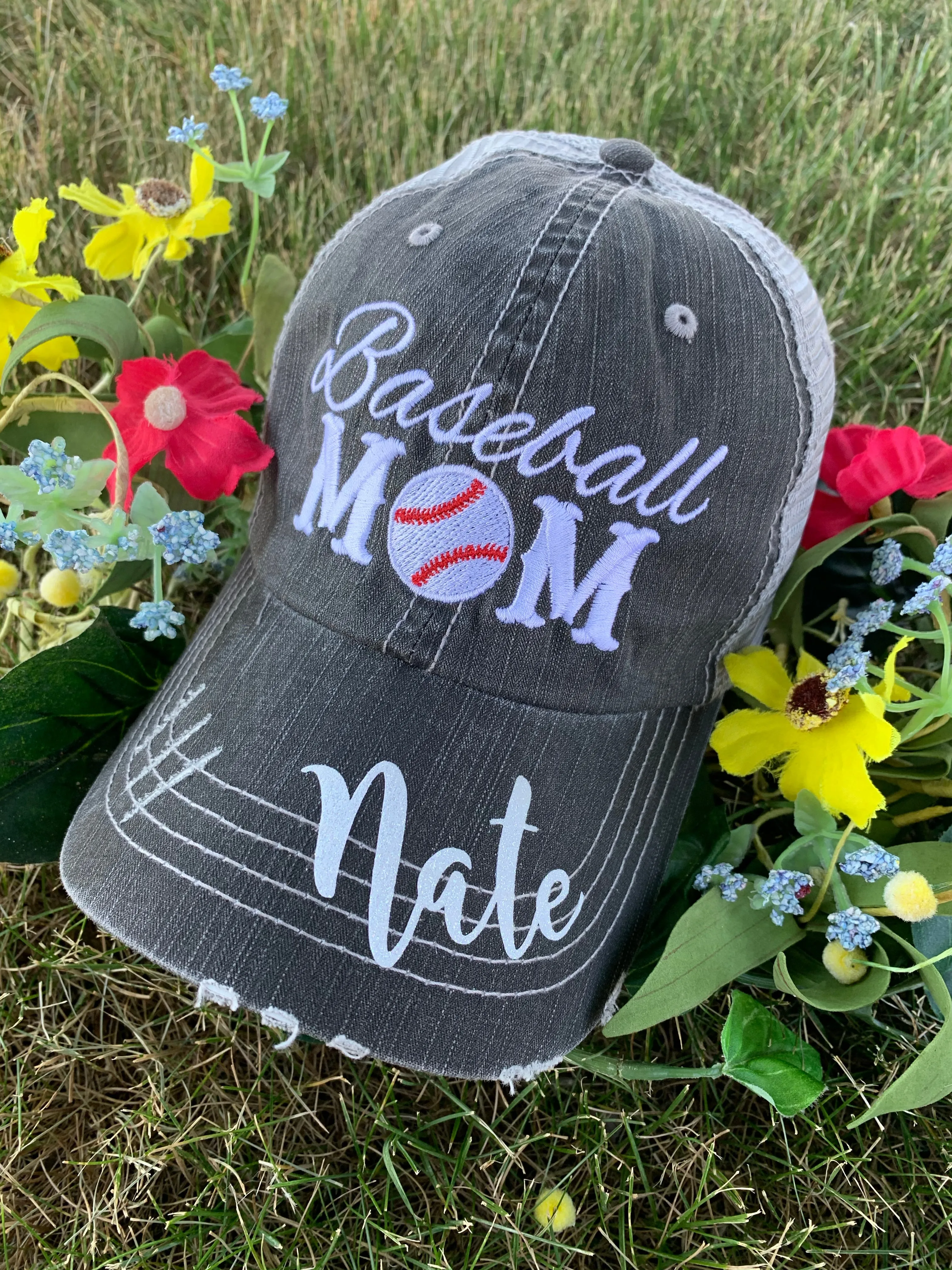 Personalized football hats Football mom Embroidered womens trucker caps