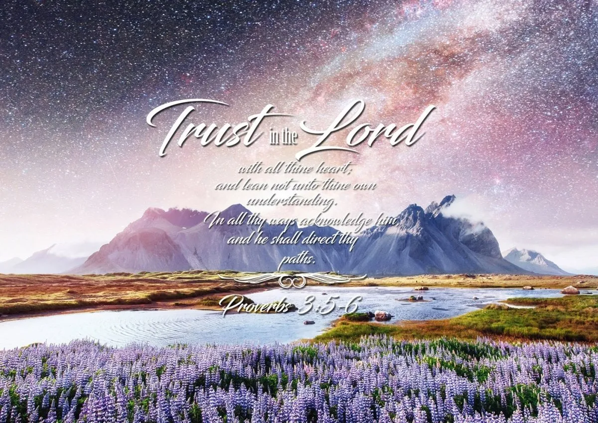 Proverbs 35-6 #46 Kjv 'Trust In The Lord With All Thine Heart' Christian Scripture Wall Art Canvas - Christian Canvas Wall Art