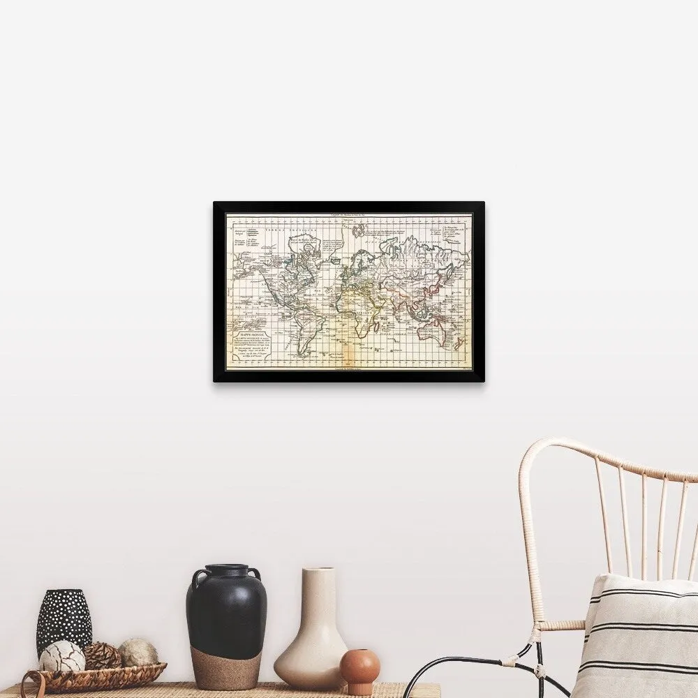 "Antique map of the world" Black Framed Print