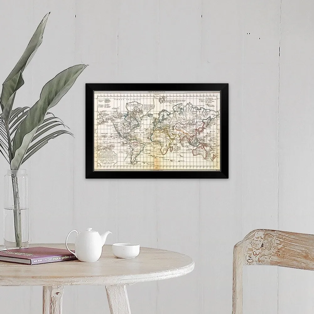 "Antique map of the world" Black Framed Print