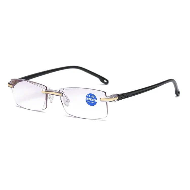 Rimless Anti Blue-ray Blue Film Lenses Presbyopic Glasses,  1.50D(Black)