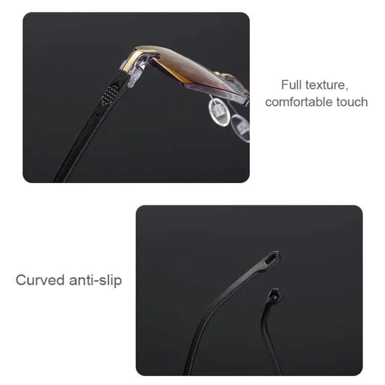 Rimless Anti Blue-ray Blue Film Lenses Presbyopic Glasses,  1.50D(Black)