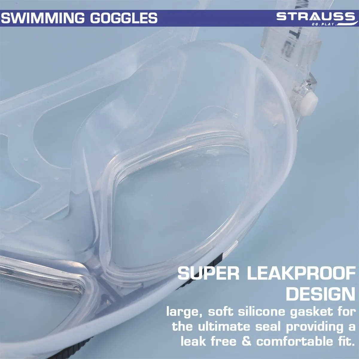 STRAUSS Swimming Goggles | Anti Fog & UV Protection | Swimming Goggles for Kids, Adults | Fully Adjustable Swimming Goggles with A Case Cover,(Black)