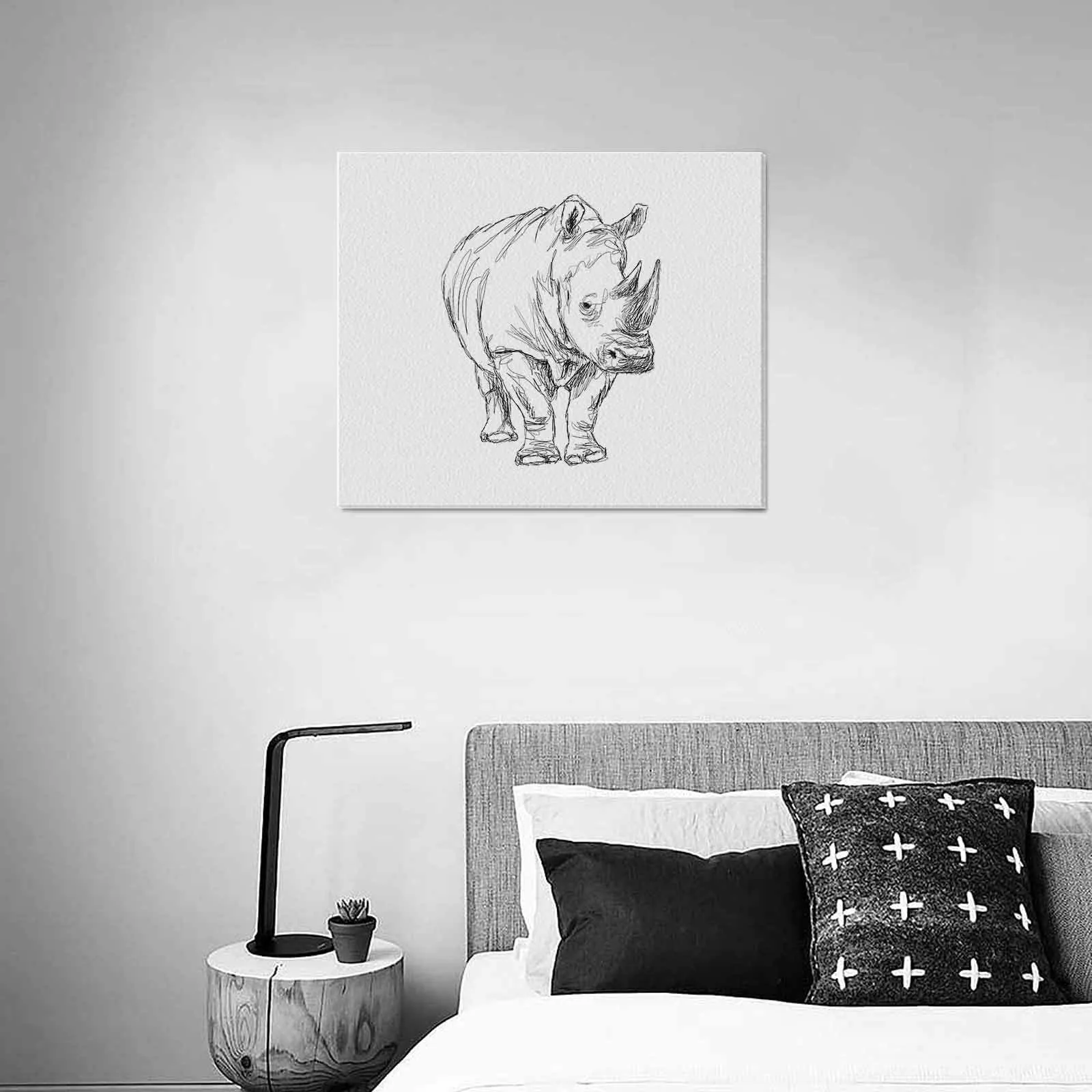 Uniquely You Wall Art / Rhinoceros  Frame Canvas Print 24"x20"