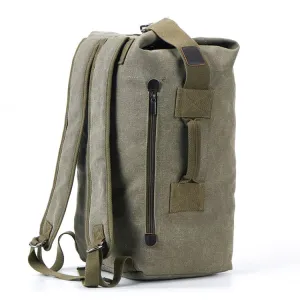 Upgrade Zipper Pockets Outdoor Travel Man Canvas Double Shoulder Backpack Student Schoolbag, Specification: Small Green