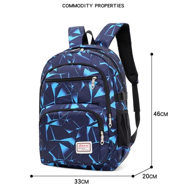 WA208 3 In 1 Diamond Print Canvas Backpack Shoulder Bag Student Schoolbag(Blue)