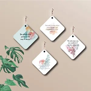 woopme® 4 PCs Success Quotes Printed Wall Hanging For Home Office Restaurant Hall Wall Decor (8 x 8 Inch)